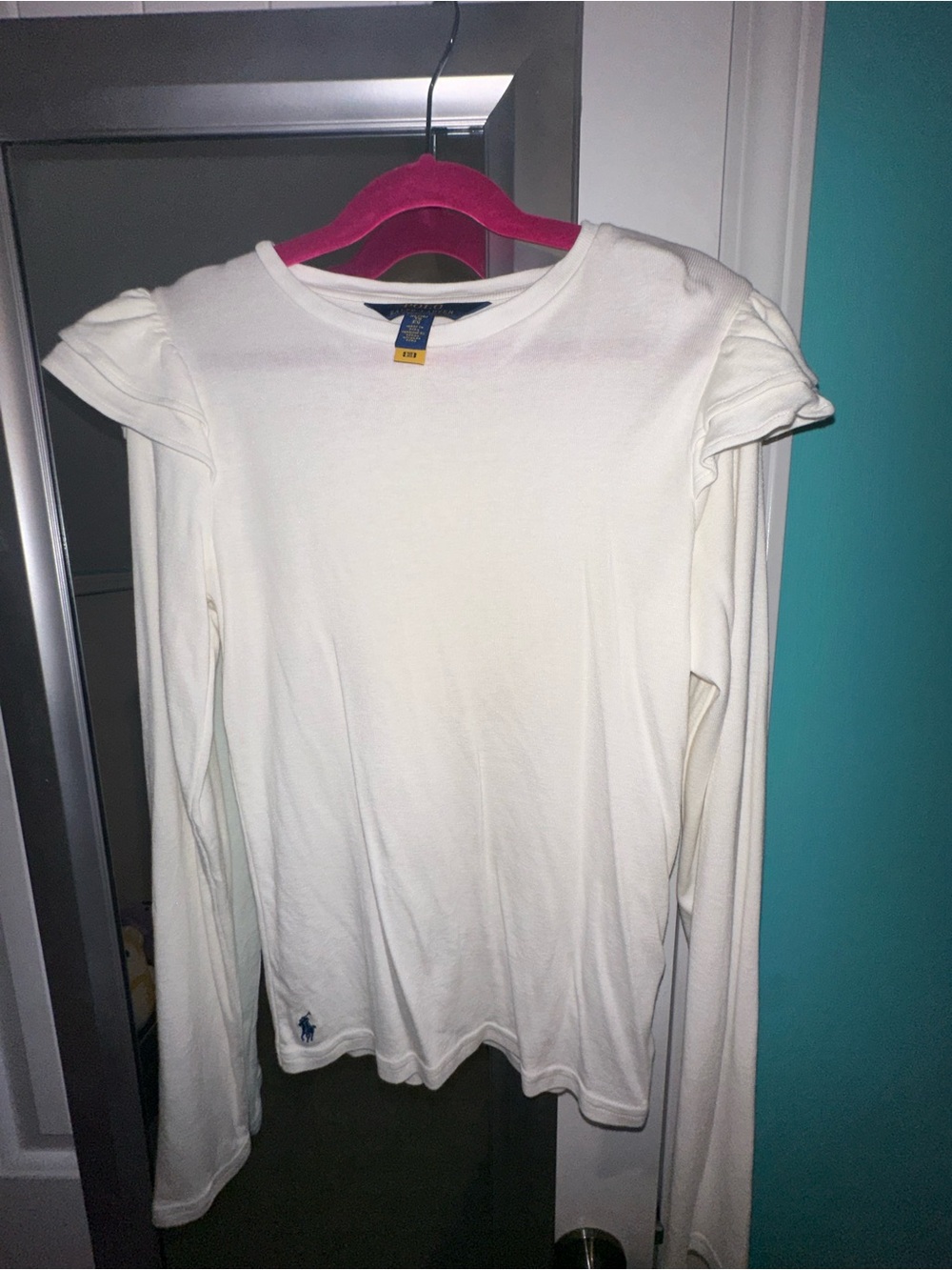 Ralph Lauren Cream Long Sleeve Tee with Puff Shoulders